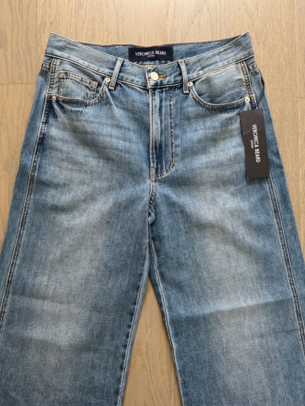 Veronica Beard KASEY Raw Hem Wide Leg Jean Jeans Dusted Glare - With tags - 26 - Picture 3 of 7